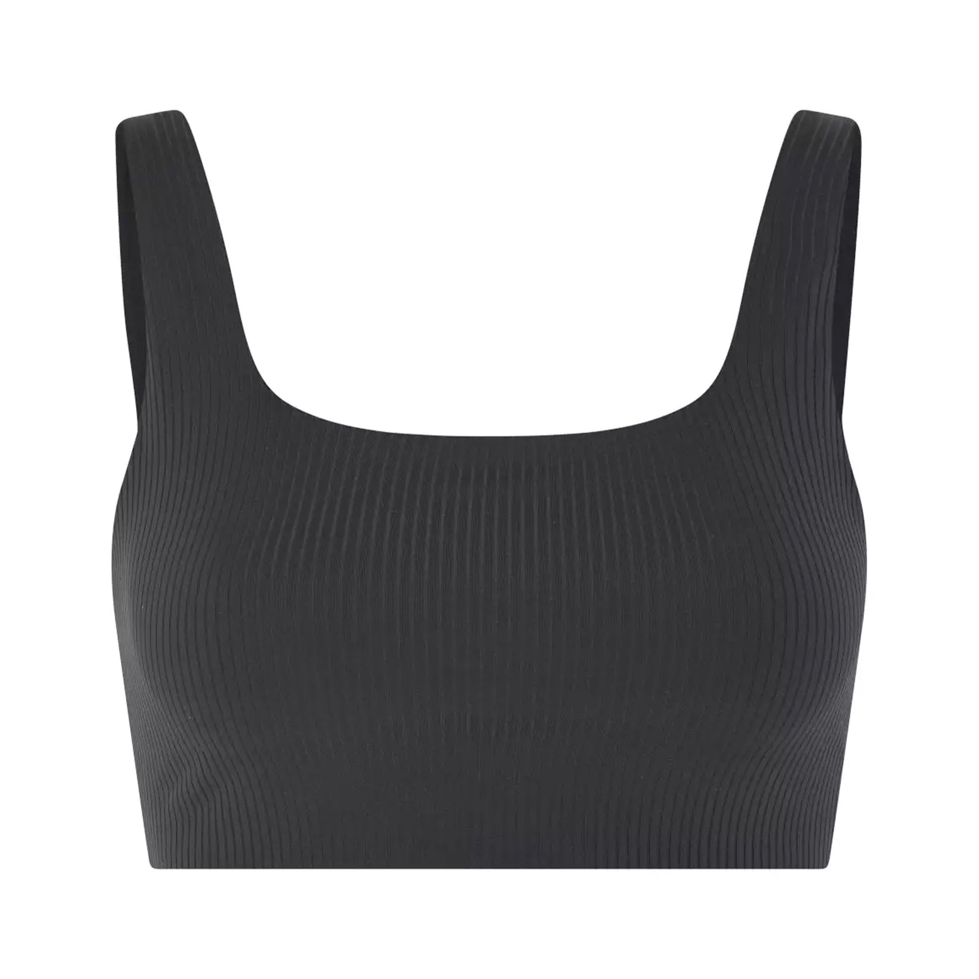 Black - Front - Girlfriend Collective Womens-Ladies Tommy Ribbed Cropped Bra