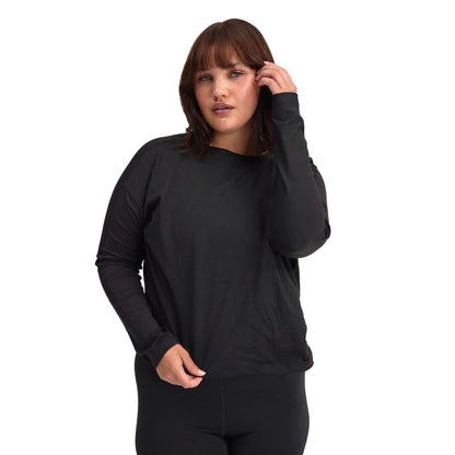 Black - Back - Girlfriend Collective Womens-Ladies Reset Fitted Long-Sleeved T-Shirt