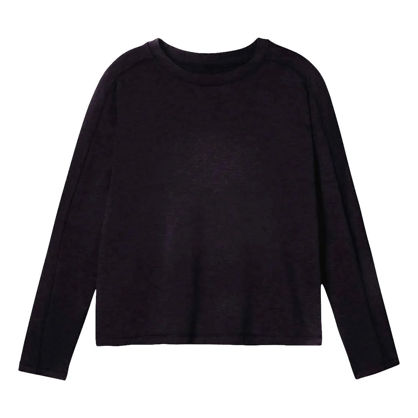 Black - Front - Girlfriend Collective Womens-Ladies Reset Fitted Long-Sleeved T-Shirt