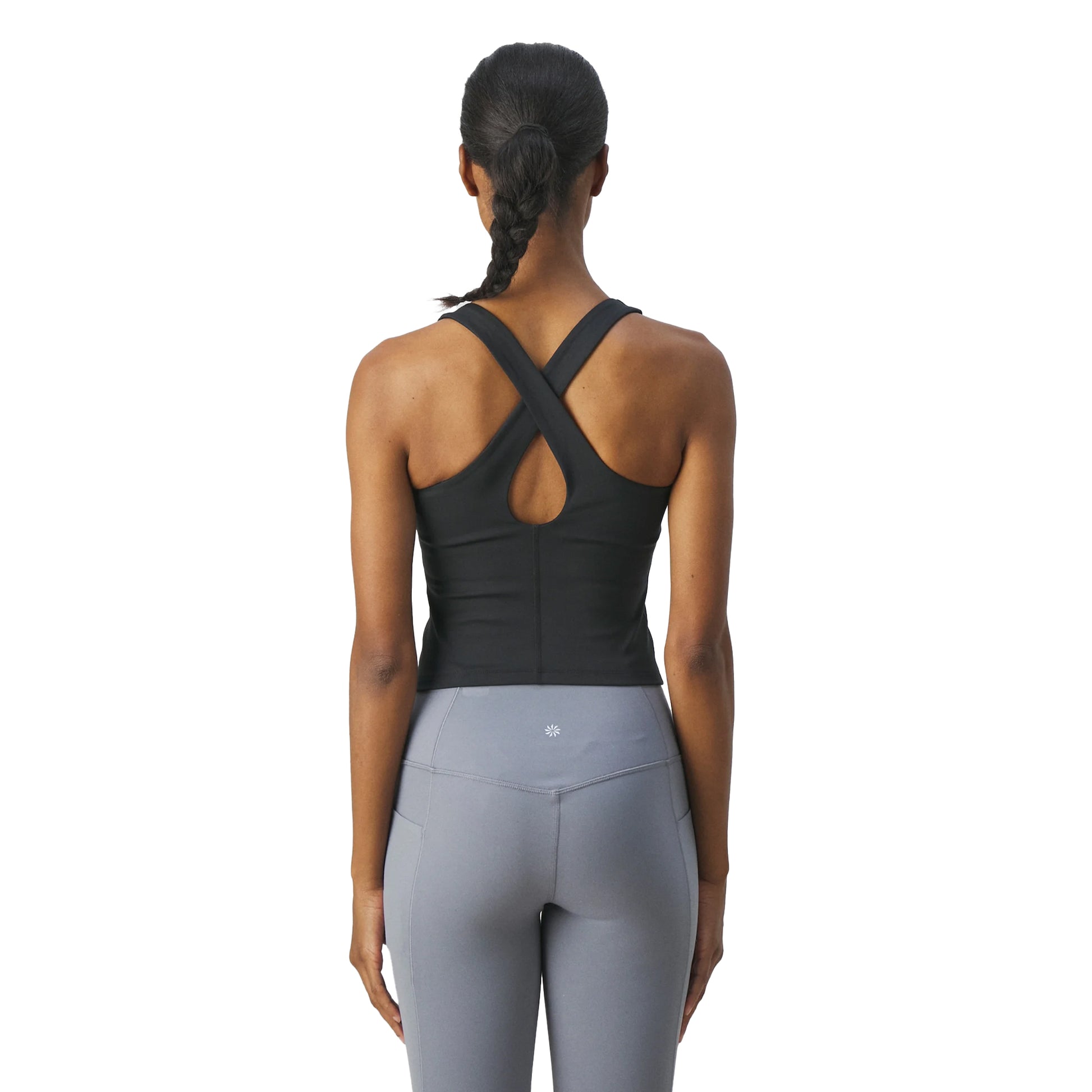 Black - Back - Girlfriend Collective Womens-Ladies Float Zoe Cross Back Tank Top