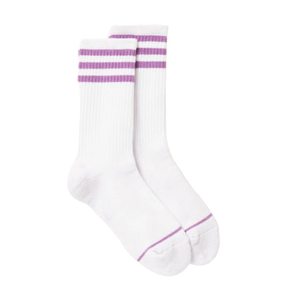 Violet - Front - Girlfriend Collective Womens-Ladies Striped Crew Socks