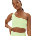 Green Tea - Side - Girlfriend Collective Womens-Ladies Bianca One Shoulder Sports Bra