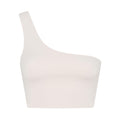 Ivory - Front - Girlfriend Collective Womens-Ladies Bianca One Shoulder Sports Bra