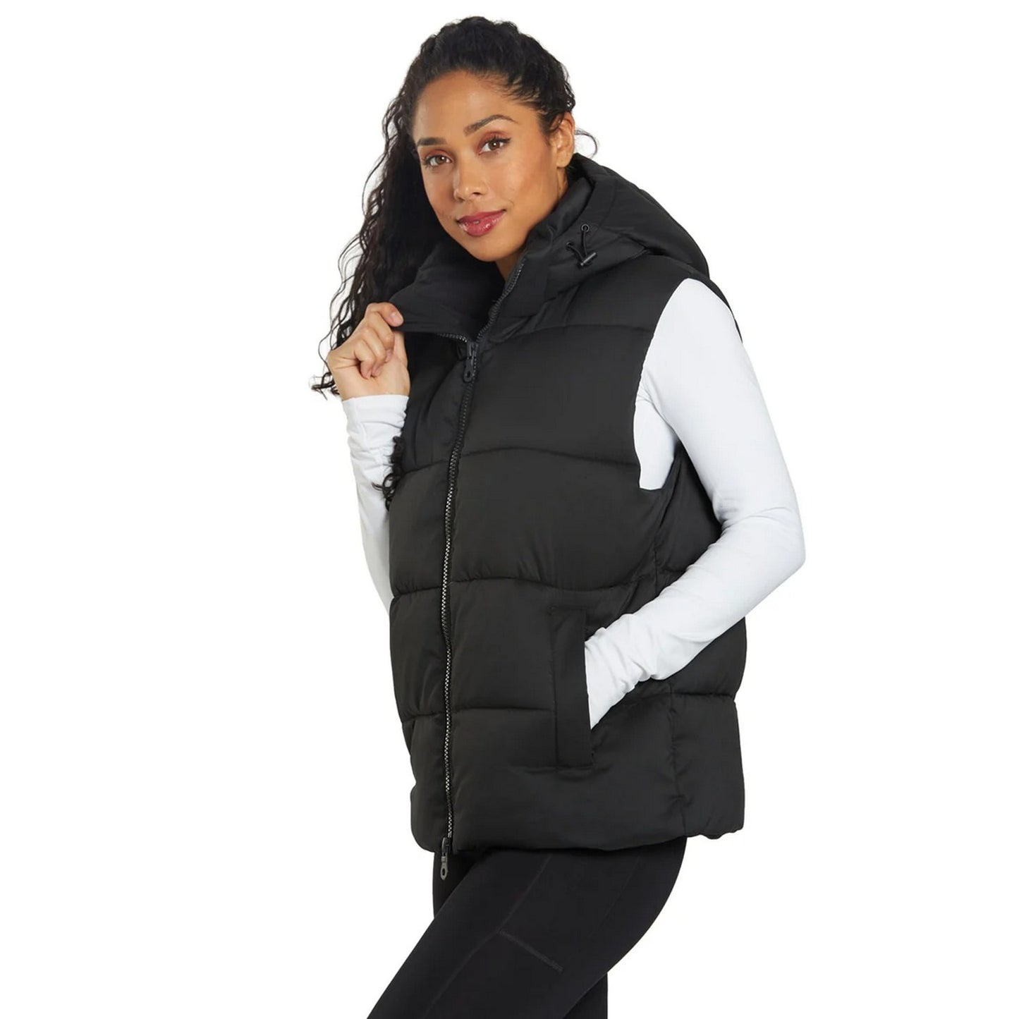 Black - Side - Girlfriend Collective Womens-Ladies Gilet