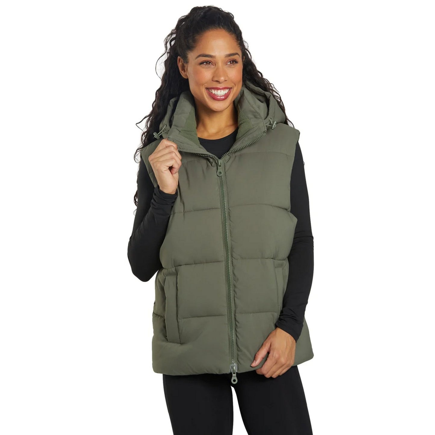 Thyme Green - Front - Girlfriend Collective Womens-Ladies Gilet