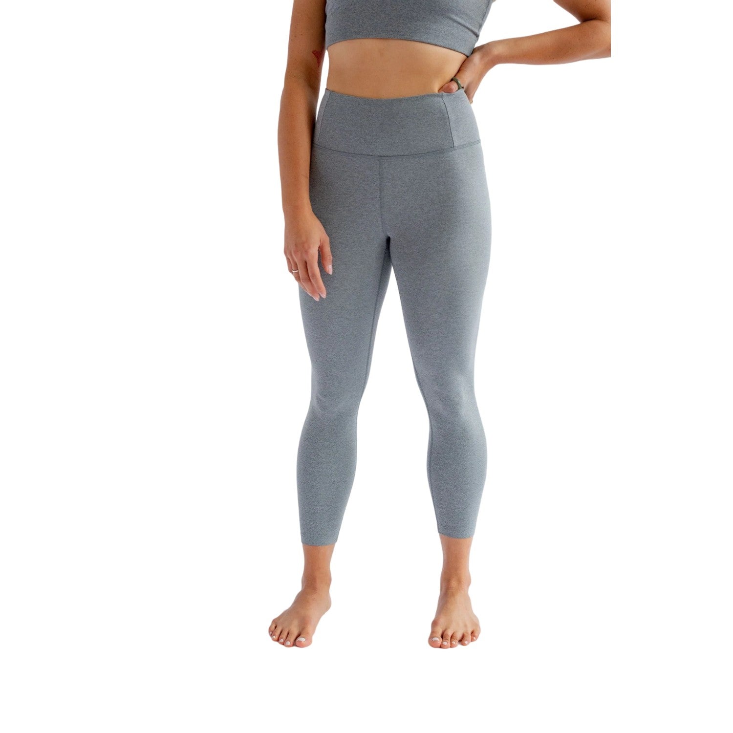 Heather Gravel - Back - Girlfriend Collective Womens-Ladies Float Ultra Light High Rise 7-8 Leggings