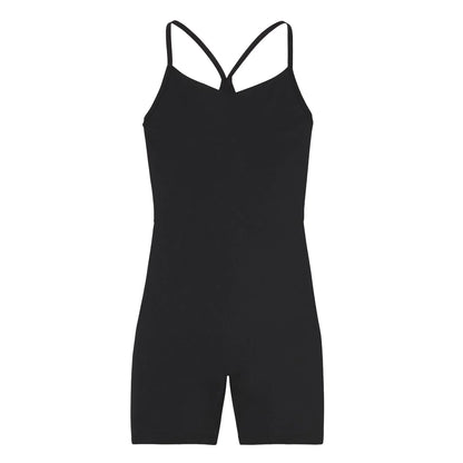 Black - Front - Girlfriend Collective Womens-Ladies Barre V Neck Unitard