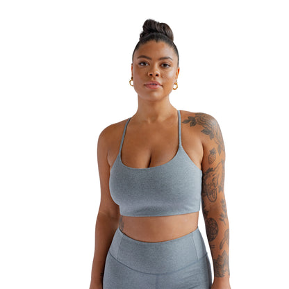 Heather Gravel - Side - Girlfriend Collective Womens-Ladies Float Juliet Strappy Bra