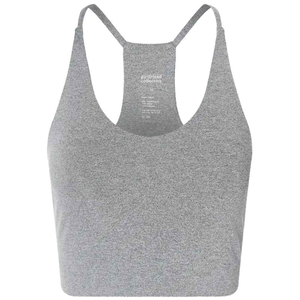 Heather Gravel - Front - Girlfriend Collective Womens-Ladies Float Cleo Halter Neck Bra