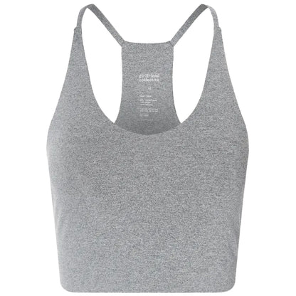 Heather Gravel - Front - Girlfriend Collective Womens-Ladies Float Cleo Halter Neck Bra