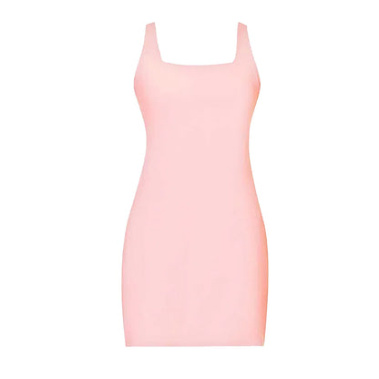 Candy Pink - Front - Girlfriend Collective Womens-Ladies Prism Tommy Square Neck Dress