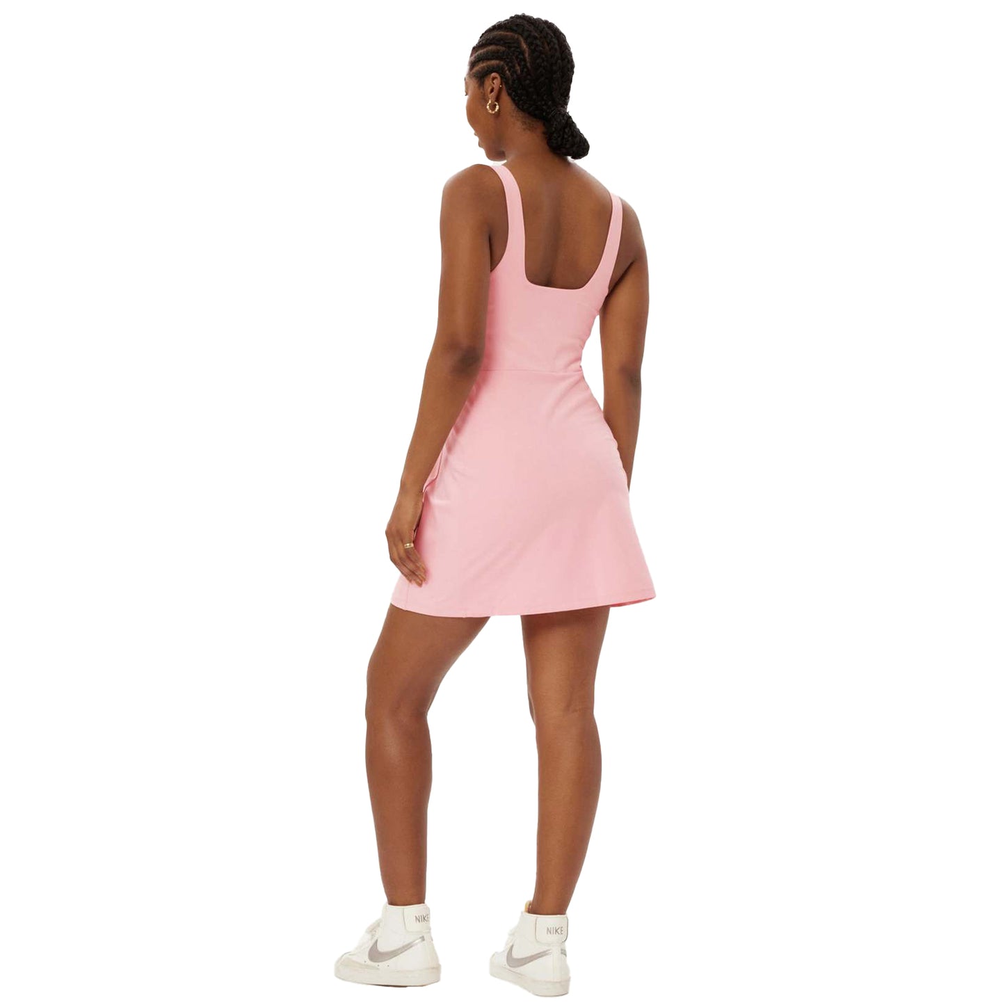 Candy Pink - Back - Girlfriend Collective Womens-Ladies Prism Tommy Square Neck Dress