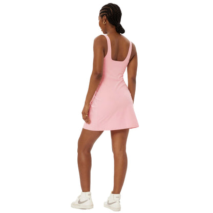 Candy Pink - Back - Girlfriend Collective Womens-Ladies Prism Tommy Square Neck Dress