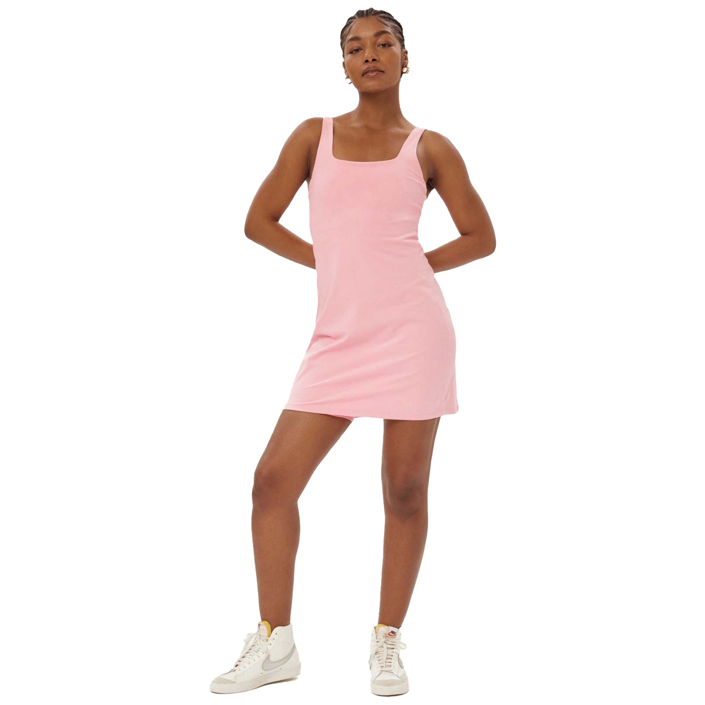 Candy Pink - Lifestyle - Girlfriend Collective Womens-Ladies Prism Tommy Square Neck Dress
