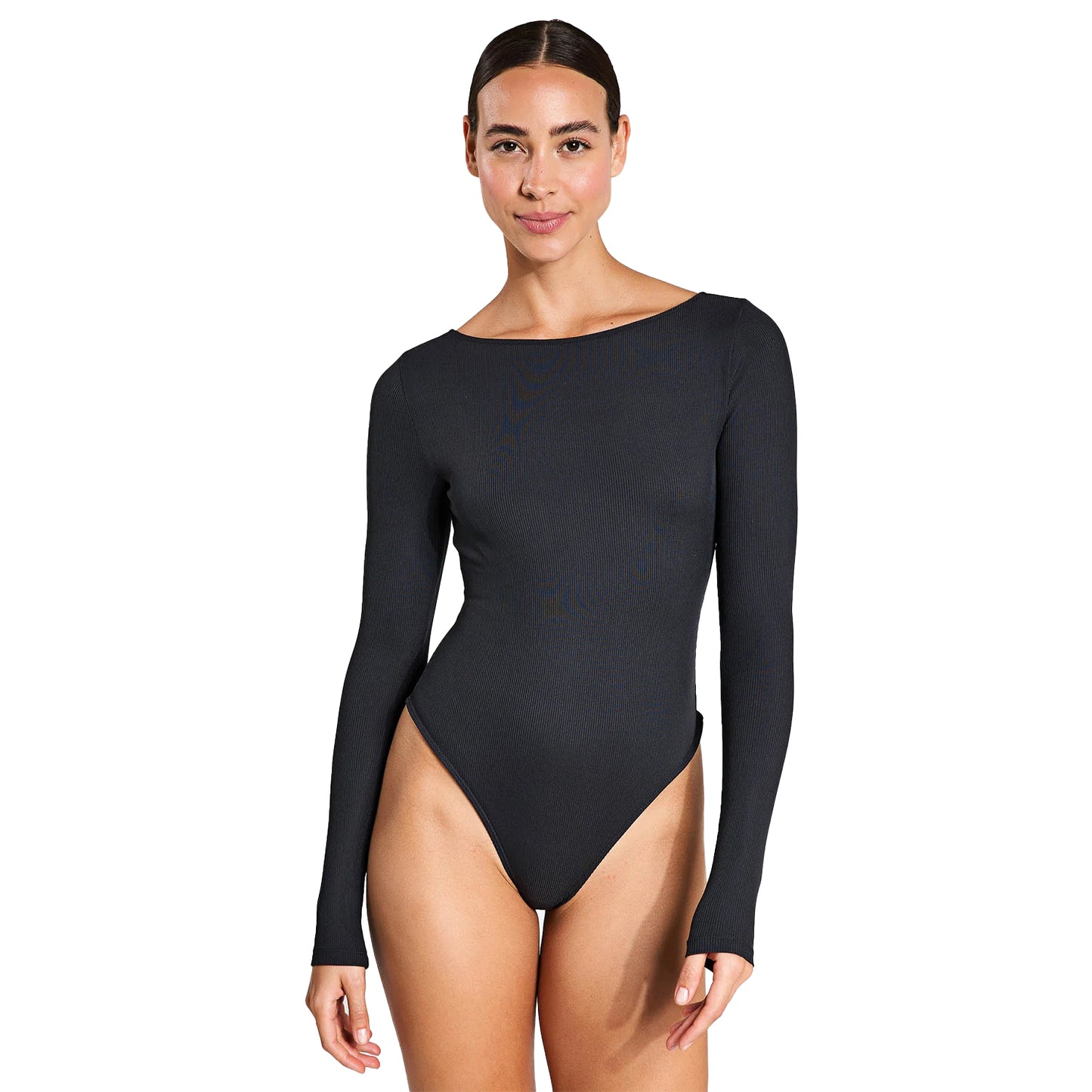 Black - Front - Girlfriend Collective Womens-Ladies Ava Scoopback Bodysuit
