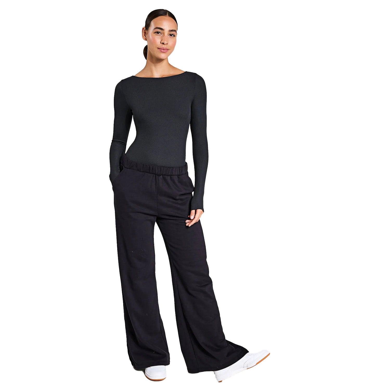 Black - Lifestyle - Girlfriend Collective Womens-Ladies Ava Scoopback Bodysuit