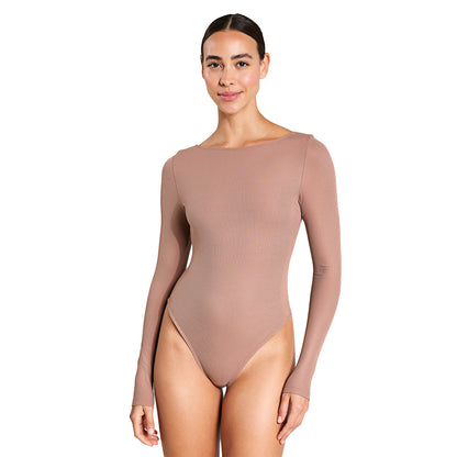 Brownie - Front - Girlfriend Collective Womens-Ladies Ava Scoopback Bodysuit