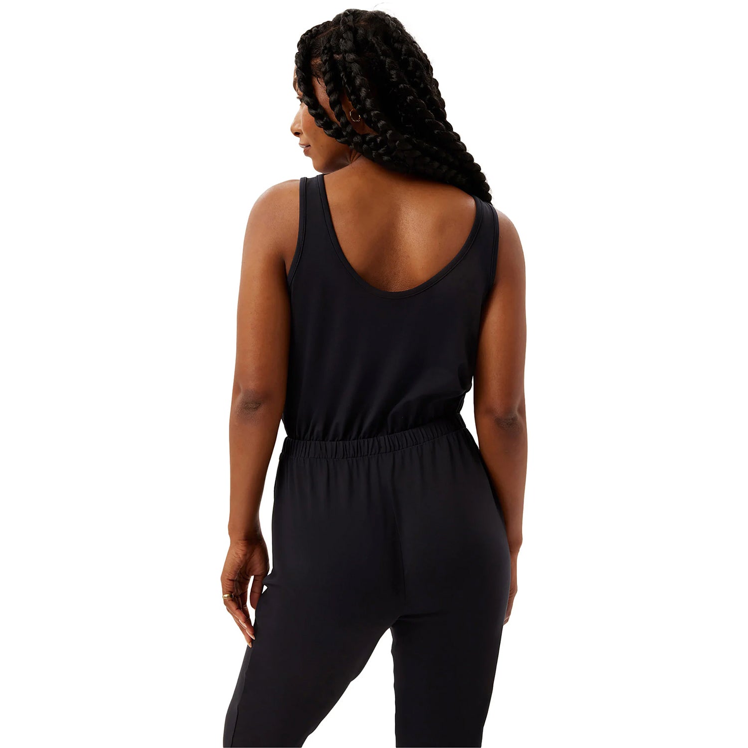 Black - Back - Girlfriend Collective Womens-Ladies Reset Scoop Neck Jumpsuit