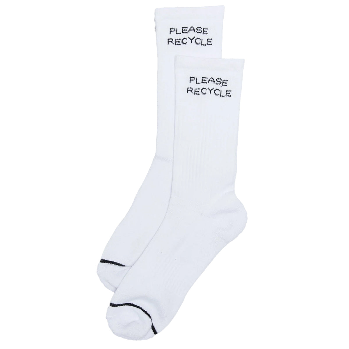 White - Back - Girlfriend Collective Womens-Ladies Please Recycle Crew Socks