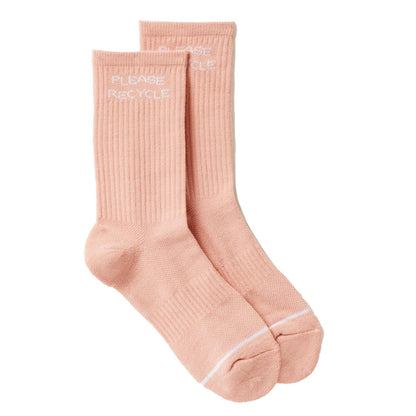 Misty Rose - Front - Girlfriend Collective Womens-Ladies Please Recycle Crew Socks