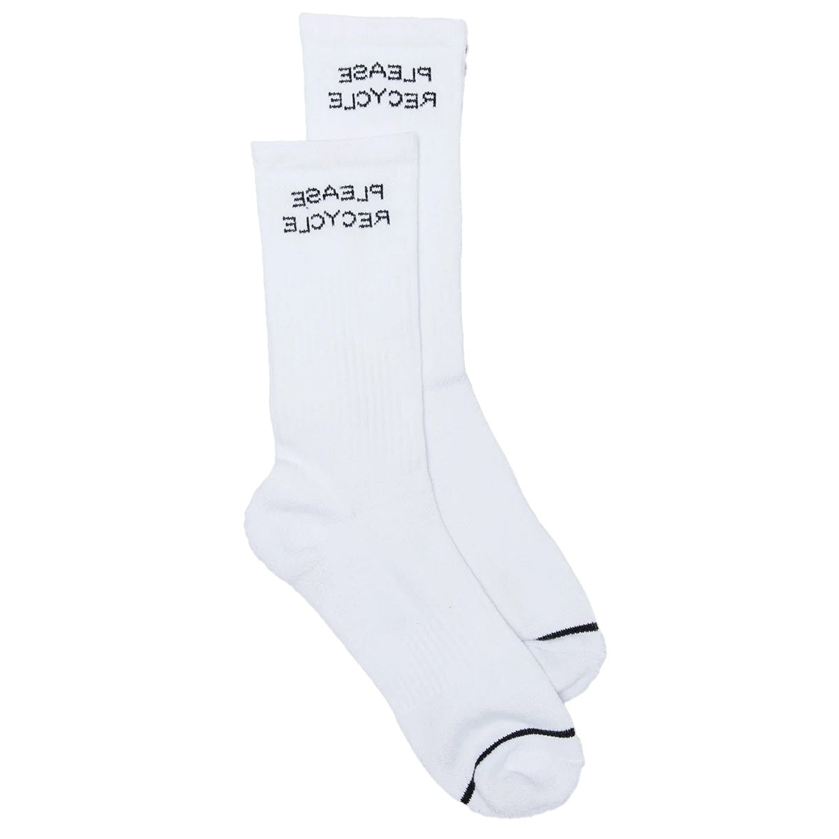 White - Front - Girlfriend Collective Womens-Ladies Please Recycle Crew Socks
