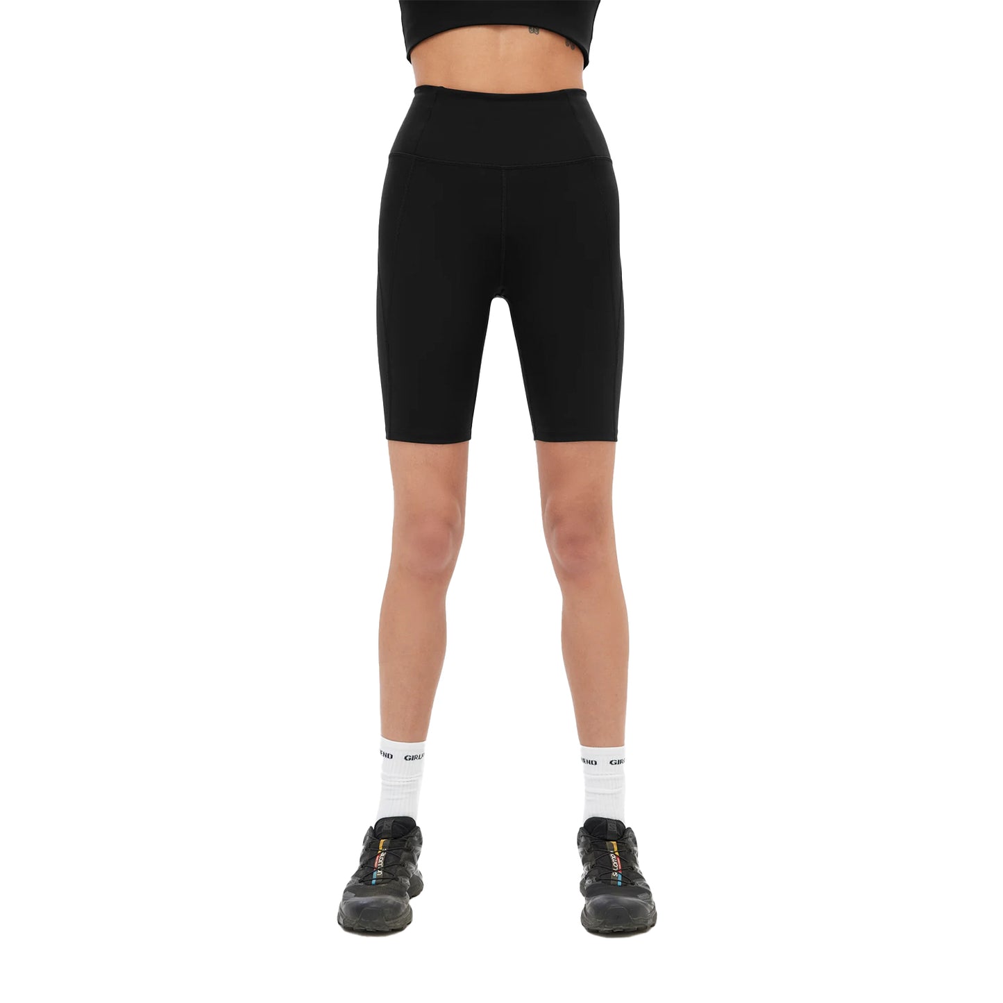 Black - Side - Girlfriend Collective Womens-Ladies Float High Rise Cycling Shorts