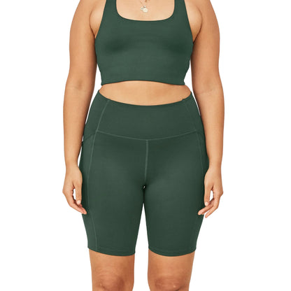Moss - Side - Girlfriend Collective Womens-Ladies Pocket High Rise Biker Shorts
