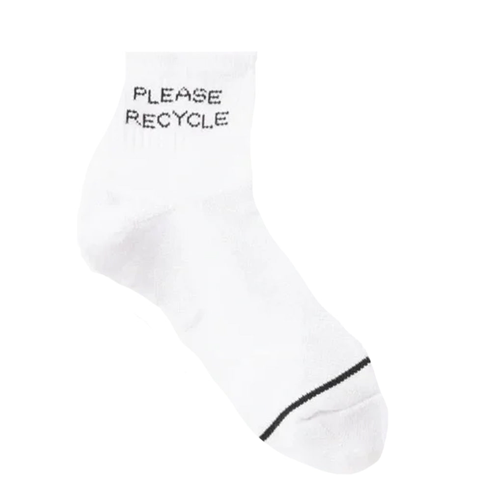 White - Back - Girlfriend Collective Womens-Ladies Please Recycle Ankle Socks