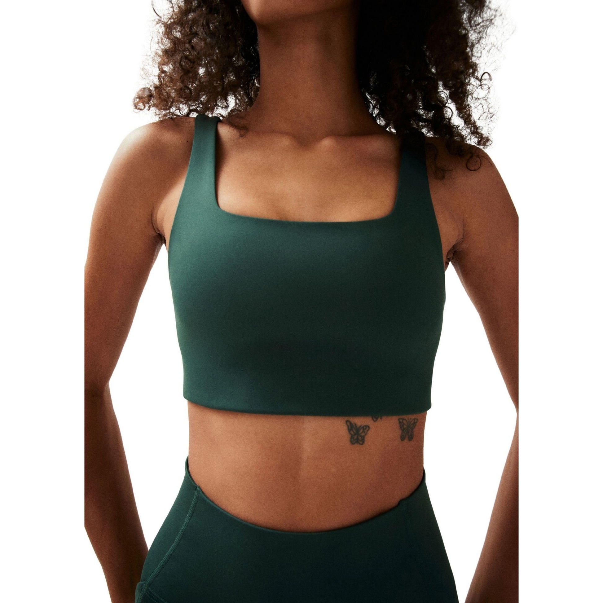 Moss - Side - Girlfriend Collective Womens-Ladies Tommy Cropped Square Neck Bra