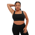 Black - Side - Girlfriend Collective Womens-Ladies Tommy Cropped Square Neck Bra