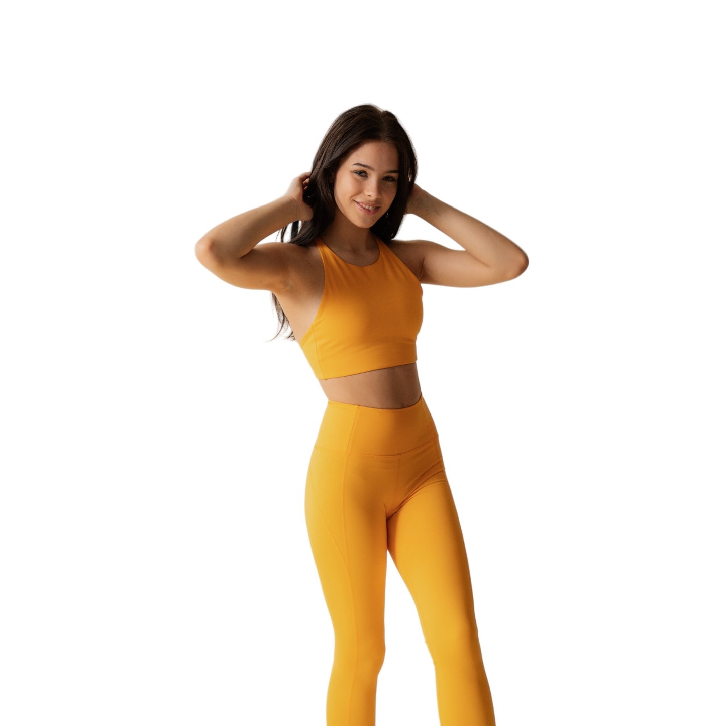 Golden Glow - Side - Girlfriend Collective Womens-Ladies Compressive High Rise 7-8 Leggings