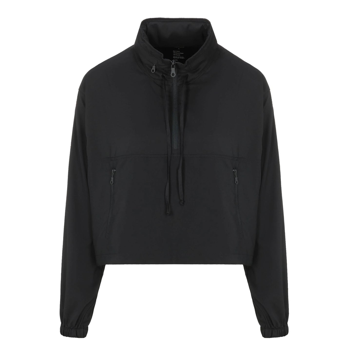 Black - Front - Girlfriend Collective Womens-Ladies Hummingbird Half Zip Windbreaker