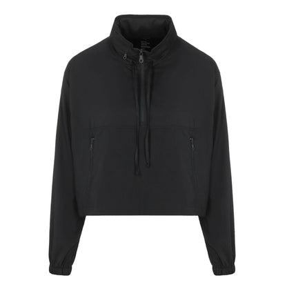 Black - Front - Girlfriend Collective Womens-Ladies Hummingbird Half Zip Windbreaker