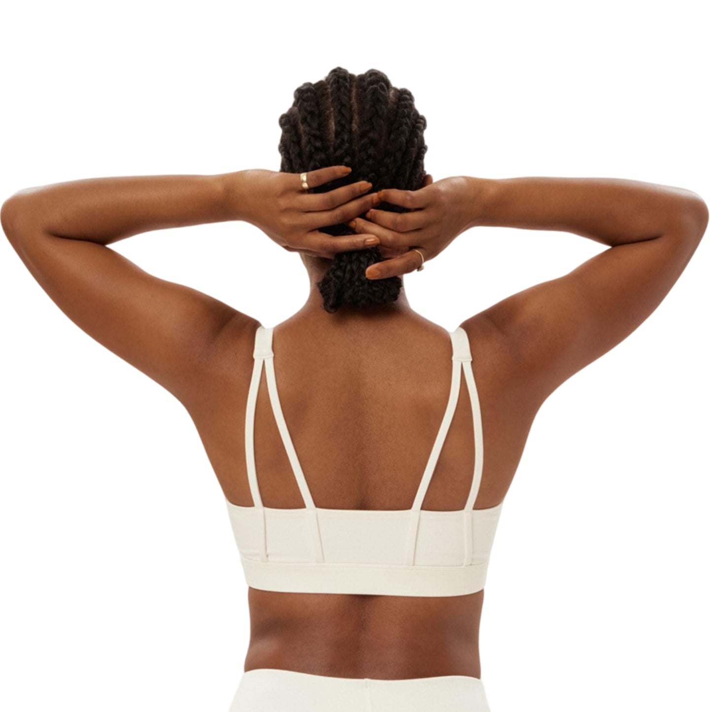 Ivory - Back - Girlfriend Collective Womens-Ladies Andy Split Strap Sports Bra