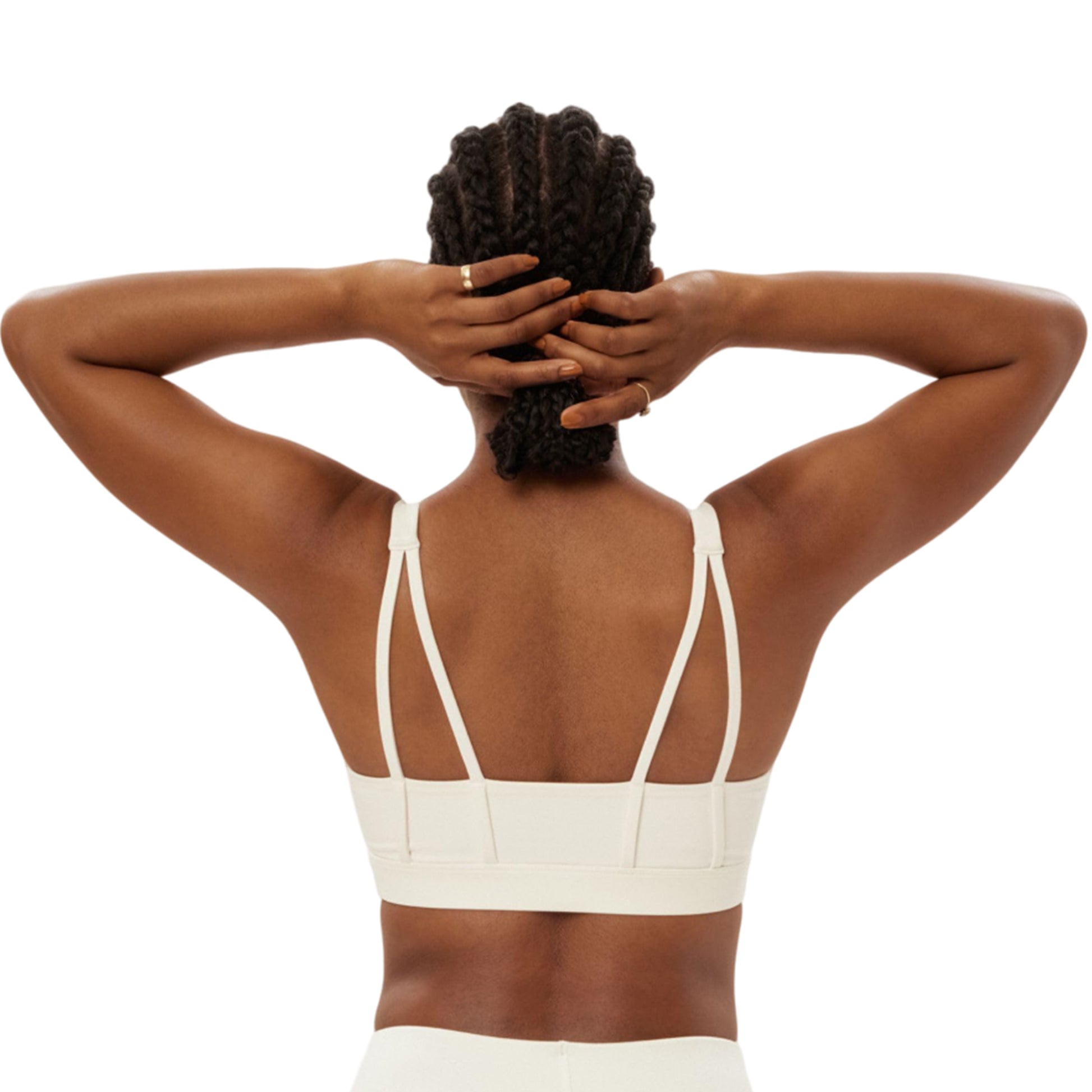 Ivory - Back - Girlfriend Collective Womens-Ladies Andy Split Strap Sports Bra