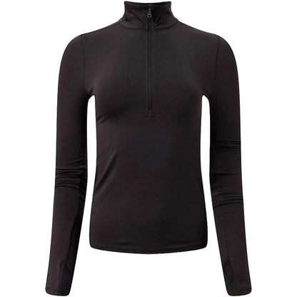 Black - Front - Girlfriend Collective Womens-Ladies Reset Mock Neck Extra Long Fleece Jacket