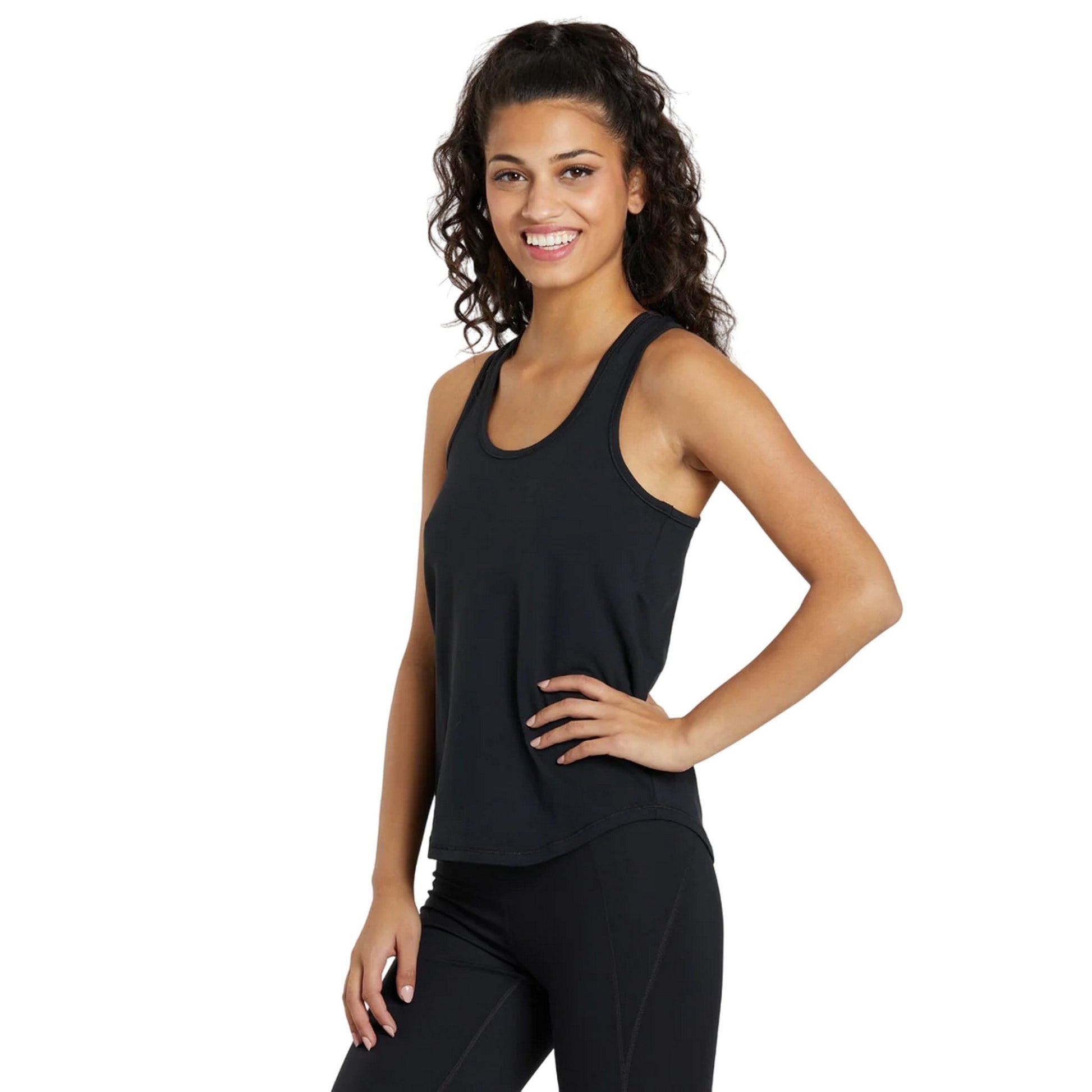 Black - Side - Girlfriend Collective Womens-Ladies Reset Relaxed Fit Training Tank Top