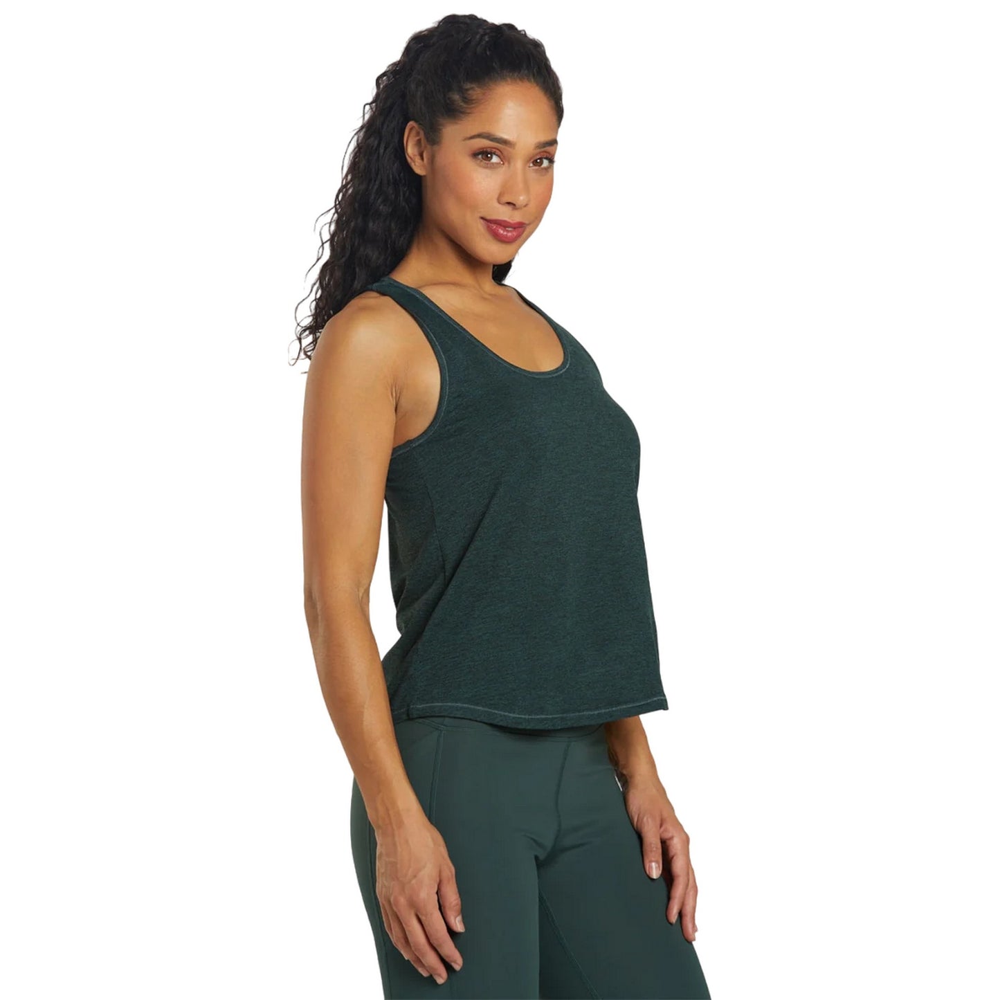 Moss - Side - Girlfriend Collective Womens-Ladies Reset Relaxed Fit Training Tank Top