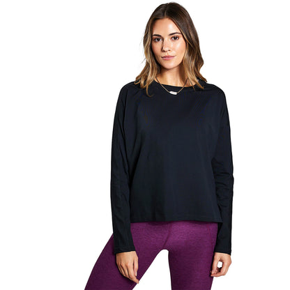 Black - Side - Girlfriend Collective Womens-Ladies Reset Long-Sleeved T-Shirt