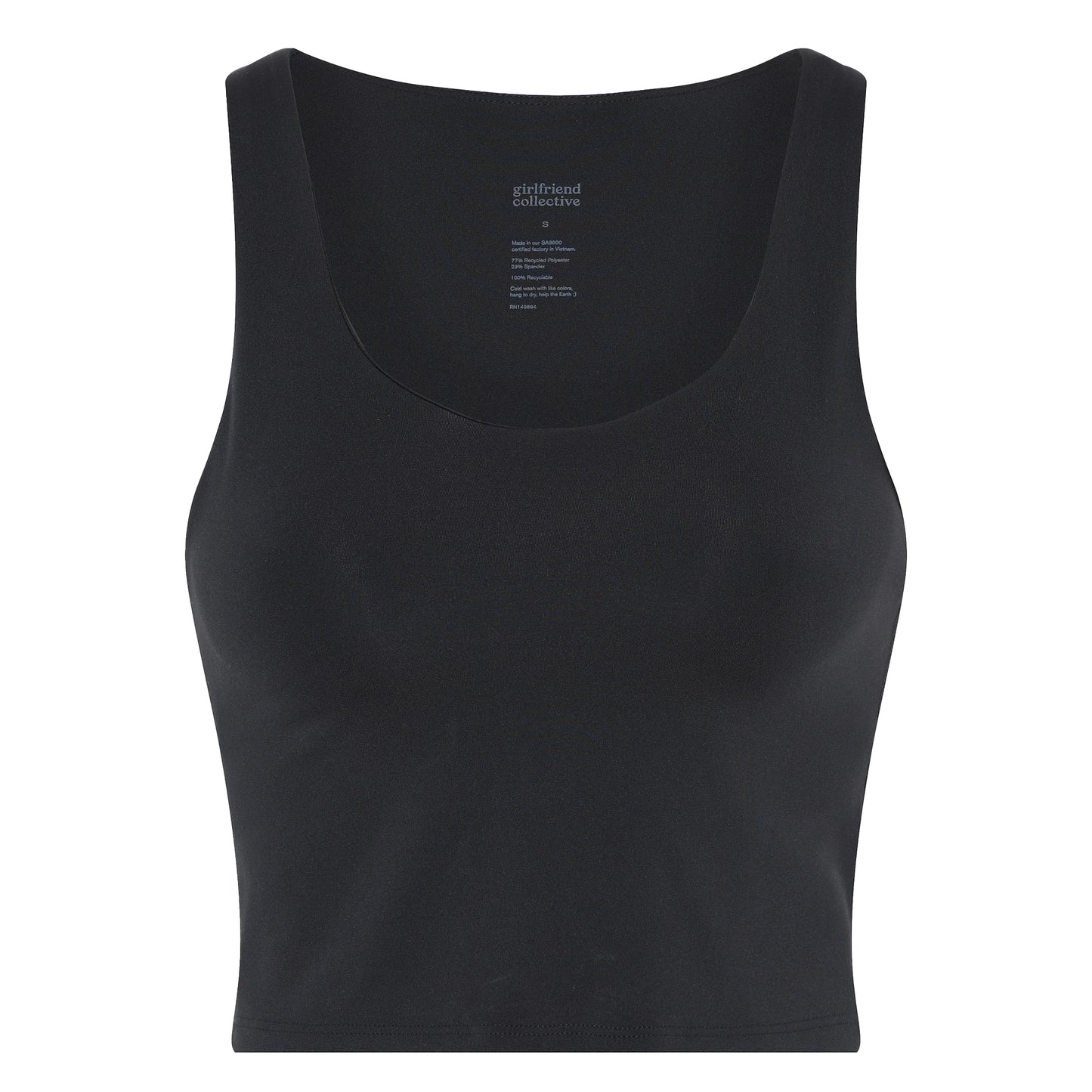 Jet Black - Front - Girlfriend Collective Womens-Ladies Luxe Scoop Neck Tank Top