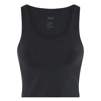 Jet Black - Front - Girlfriend Collective Womens-Ladies Luxe Scoop Neck Tank Top