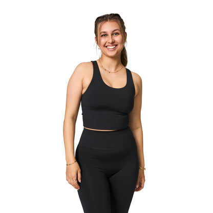 Jet Black - Side - Girlfriend Collective Womens-Ladies Luxe Scoop Neck Tank Top