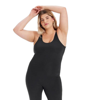 Black - Front - Girlfriend Collective Womens-Ladies Scoopback Unitard
