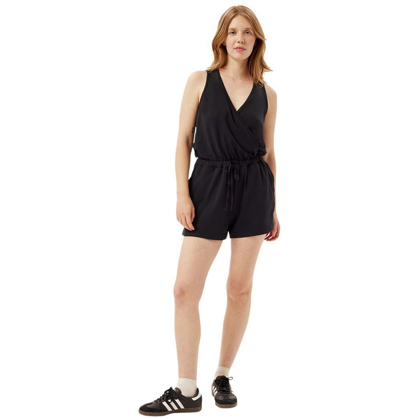 Black - Lifestyle - Girlfriend Collective Womens-Ladies Reset Wrap Jumpsuit