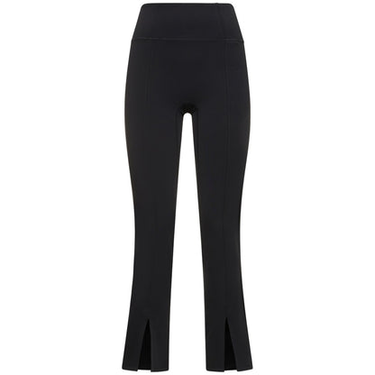 Black - Front - Girlfriend Collective Womens-Ladies Luxe Split Hem Leggings