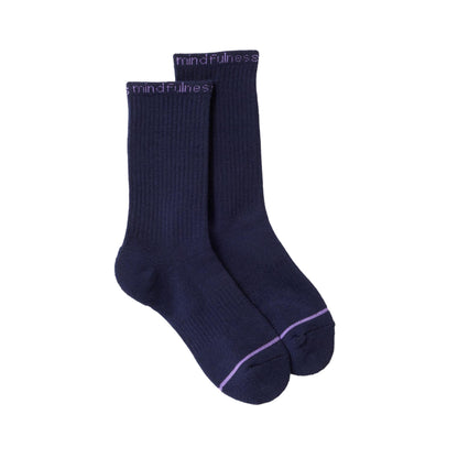 Navy - Front - Girlfriend Collective Womens-Ladies Mindfulness Crew Socks