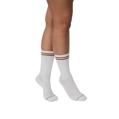 Brownie - Back - Girlfriend Collective Womens-Ladies Striped Crew Socks