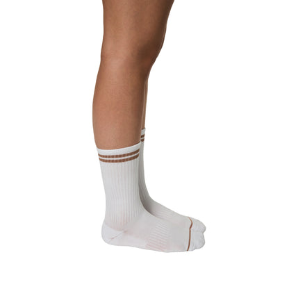 Brownie - Side - Girlfriend Collective Womens-Ladies Striped Crew Socks