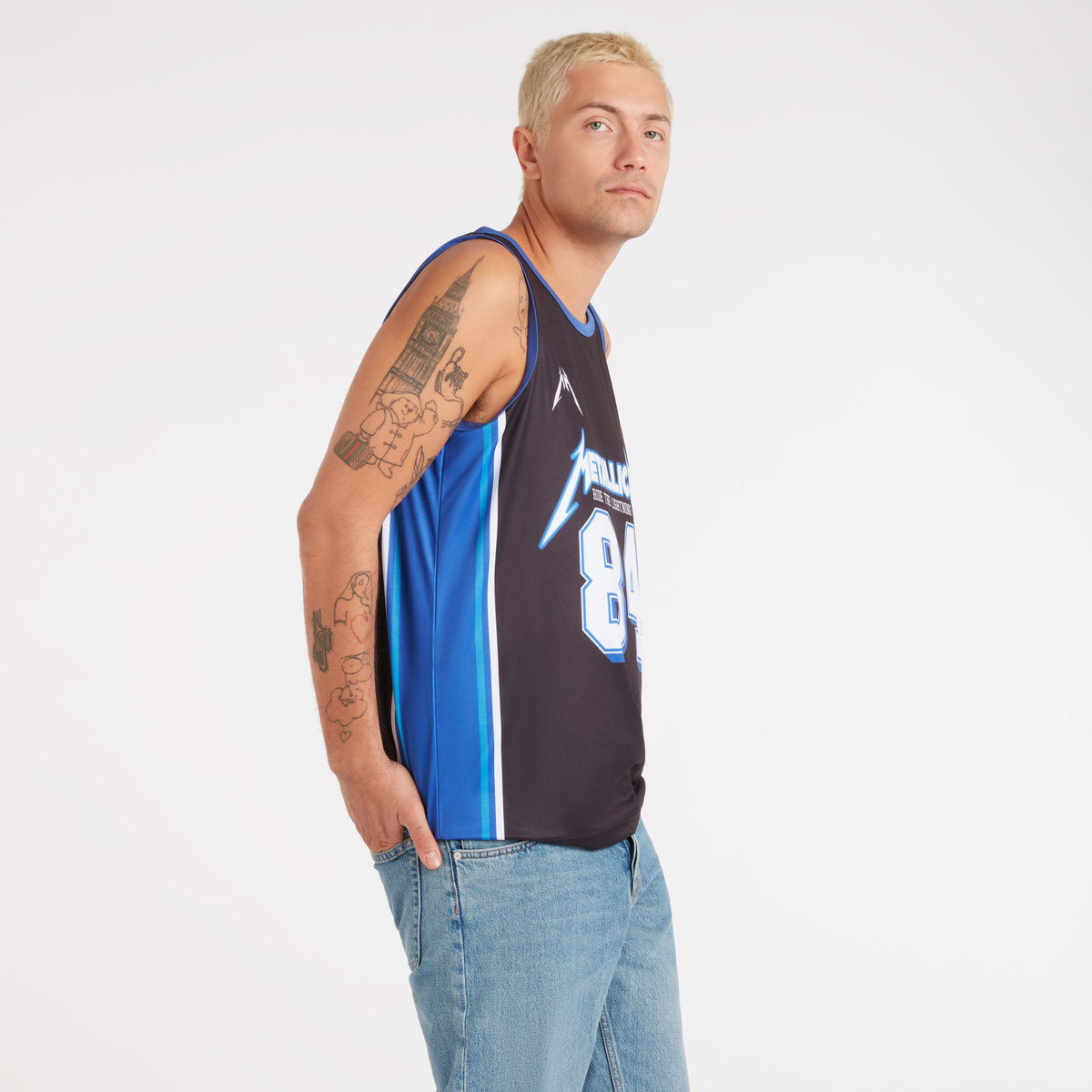 Black-Blue - Side - Amplified Mens Ride The Lightning Metallica Basketball Jersey