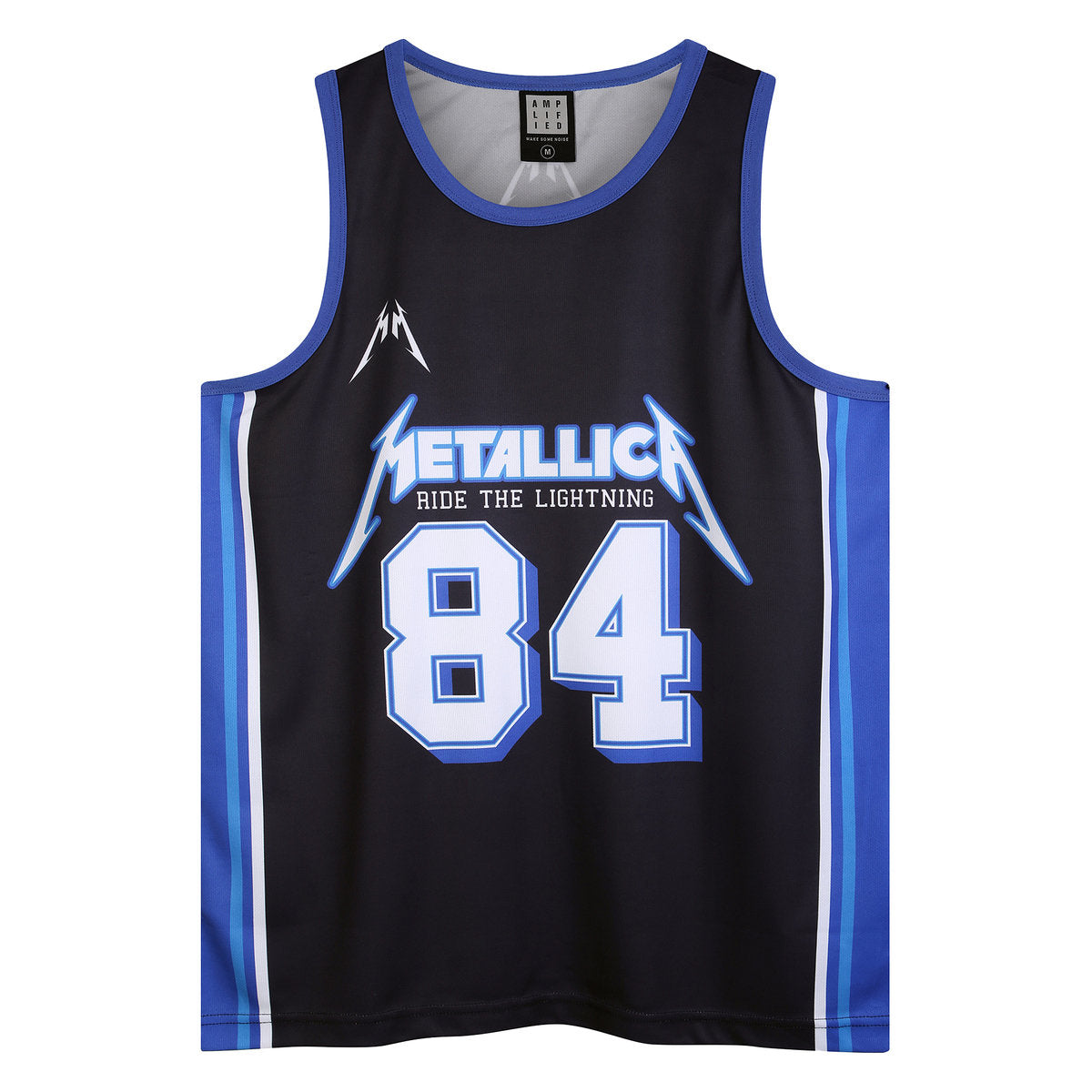 Black-Blue - Front - Amplified Mens Ride The Lightning Metallica Basketball Jersey